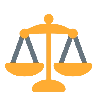 Legal balance scale icon symbolizing website disclaimer and user agreement terms